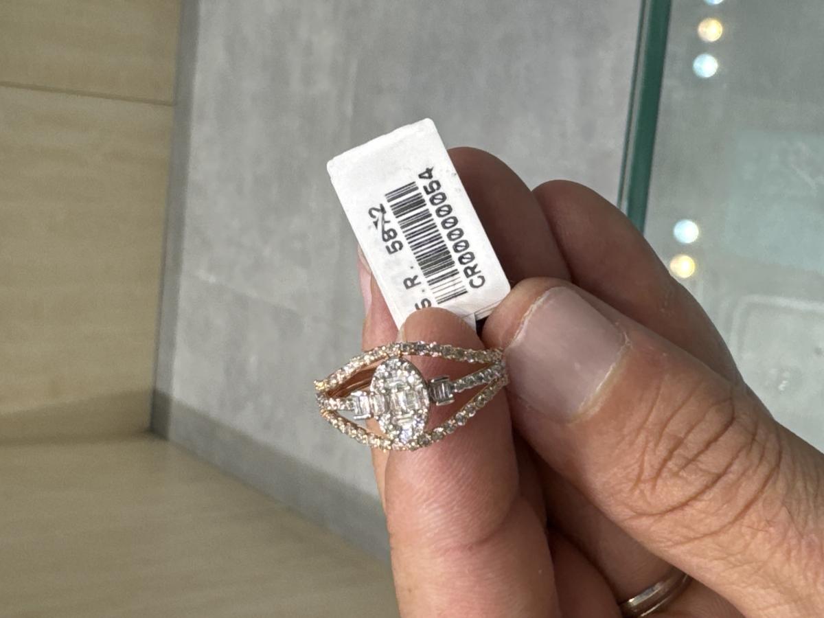خاتم الماسّ مدور وباقيت ذهب روز 